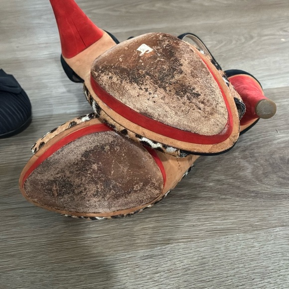 Loeffler Randall Ponyhair Animal Print Heels with Red Heel - Picture 9 of 9